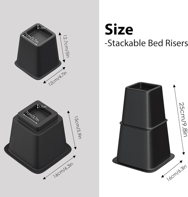 TomGear Bed Risers 9 Inch, Heavy Duty Bed Lifts in Heights of 4, 5 or 9 Inches, Stackable Risers for Sofa, Couch, Chair, Desk, Sofa, Table Legs Extenders (Set of 8, Black) - Image 5